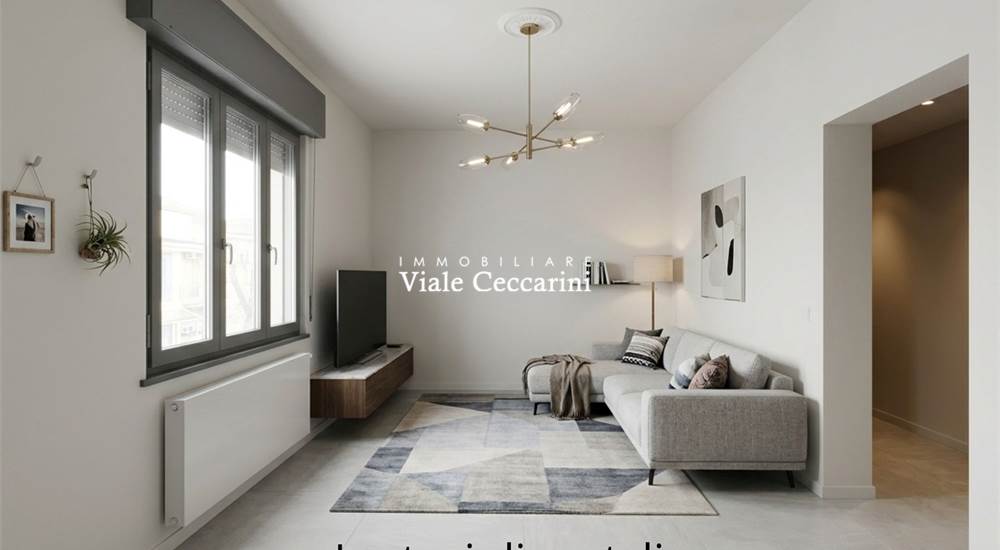 Render con ipotesi di restyling soggiorno